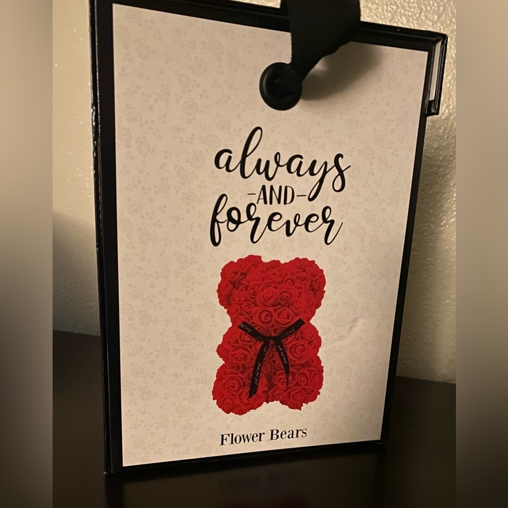 Always & Forever Red Rose Flower Bear | Gift Boxed Rose Teddy | 9” Romantic - Picture 4 of 5
